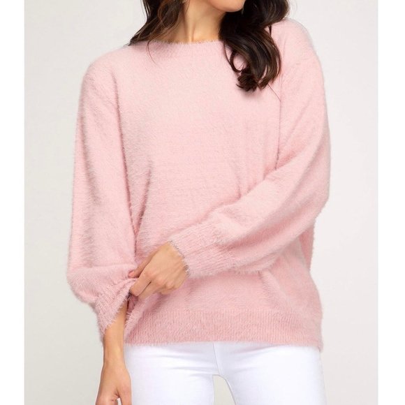 She u0026 Sky | Sweaters | Nwt Pink Soft Pink Fuzzy Sweater Smallmedium |  Poshmark